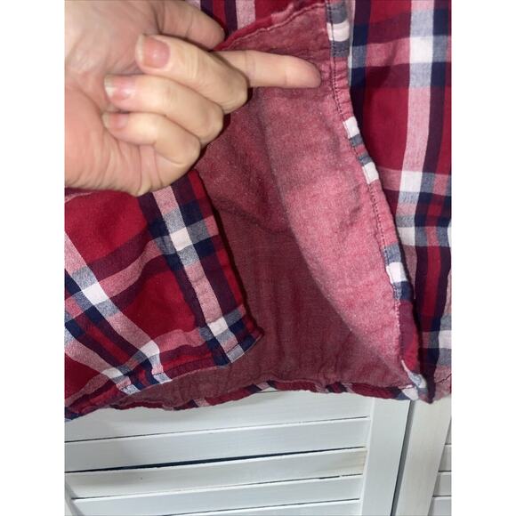 LEVI'S San Francisco Men's Cotton Red Check Plaid Button Front Shirt M - Picture 6 of 7